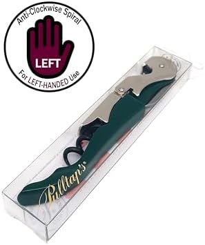 Pulltap's Genuine Classic 500 LEFT-HANDED Waiter's Corkscrew – Double-Hinged Wine Key with Hinged Foil Cutter – Patented Design – Made in Spain – Dark Green (Verde Oscuro)
