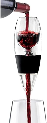 Vinturi Wine Aerator Pourer and Decanter for Red Wines Patented Design Perfectly Aerates Wines By The Glass or Bottle With Distinctive Sound, Includes No-Drip Base & Sediment Screen, Black