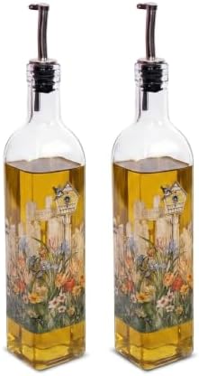 17oz Glass Olive Oil & Vinegar Dispenser Set, Drip-Free