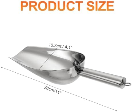 uxcell Metal Ice Scoop, 11" x 4.1"Stainless Steel Ice Scooper for Kitchen Party Bar Wedding Use, Silver