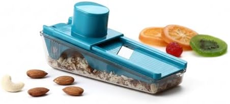 Plastic Dry Fruit & Vegetable Slicer with Storage Box | Sharp Stainless Steel Blade | Manual Cutter for Almonds, Cashews, Carrots, Cucumbers & More | Easy-to-Use Kitchen Tool (Multicolor)