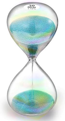 SuLiao Sand Timer 30 Minute Hourglass,Turquoise Sand Clock,Large Sand Watch 30 Min,Colorful Biloba Puff Minimalist Hour Glass Sandglass for Home,Desk,Office Decorative