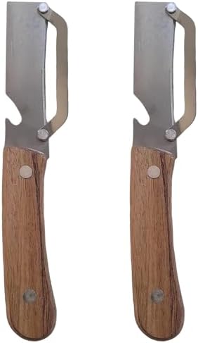 Kitchen Multi-Function Stainless Steel Thickened Fruit Peeler Knife Set Of 2 Solid Wood Peelers