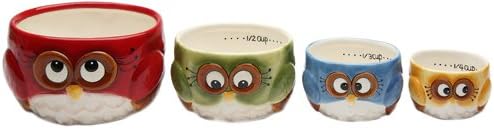 Cosmos gifts Measuring Cup Set Owl Design red green blue yellow 4 Pack, Medium