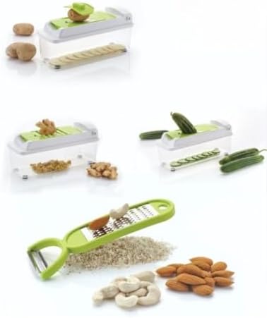 HOB Pro Original Vegetable Chopper - Chopper and Spiralizer - Food Chopper with Container, Fruit Cutter, Onion Dicer - All-in-One Prep Tool - Kitchen Gadgets and Gifts (12 in 1, White/GREEN)