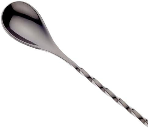Barfly 13.2-inch Diamond Lattice Etch Bar Spoon, Gun Metal Black