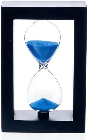 SAMLONG Hourglass 60 Minute Decorative Sand Timer, Wooden Blue Sand Clock