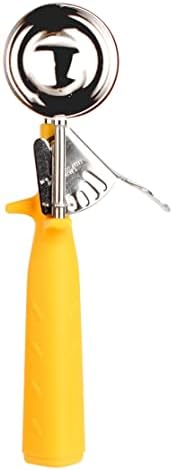 TrueCraftware- 1-5/8 oz Portion Scoop #20 Stainless Steel with Triangle Yellow Handle- Ice Cream Scoop Cookie Scoop for Cookie Dough Batter