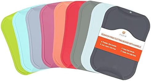 doblé Non-Scratch Flexible Cutting Board for Chopping, Scratch Free Juice Grooves with Easy Grip Handle, Non-Slip Dishwasher Safe for Kitchen (Small (11.2" x 7.79"), Green)