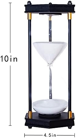AKAKA MUNING Large Hourglass Timer 60 Minute, Hexagon Wood Sandglass, White