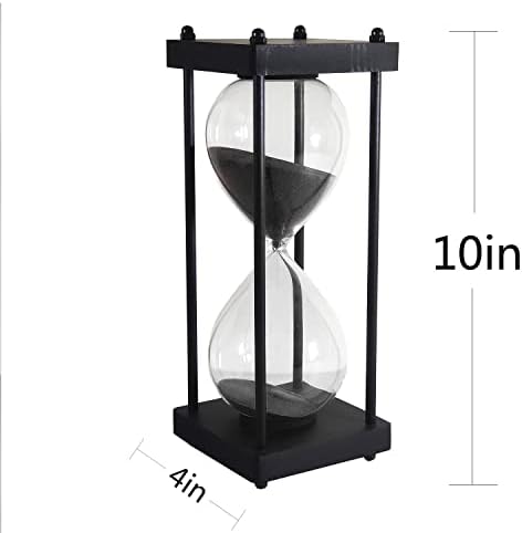 SAMLONG Large Hourglass Timer 60 Minute, Black Wooden Sandglass, Black