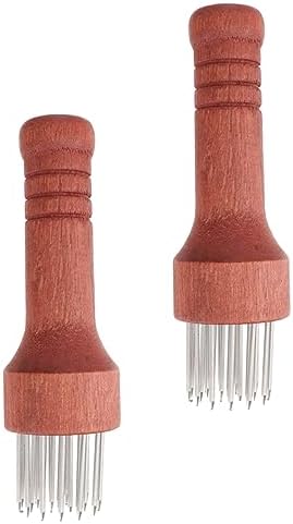 Zerodeko 2pcs Stainless Steel Needle Meat Tenderizer Handle for for Beef Chicken and Pork Tenderizing Restaurants