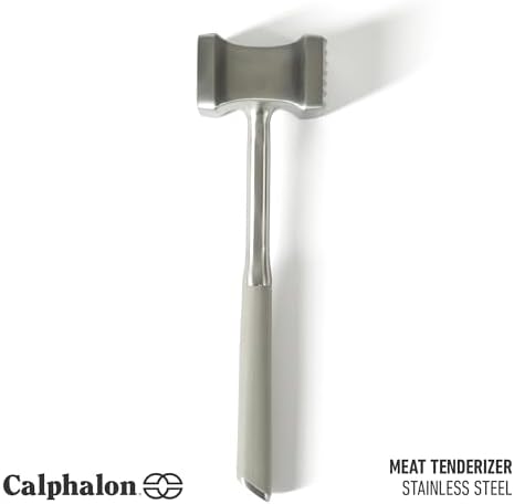 Calphalon Stainless Steel Meat Tenderizer, Dual-Sided Meat Mallet with Ergonomic Handle for Tenderizing and Flattening Beef, Chicken, Pork & Poultry