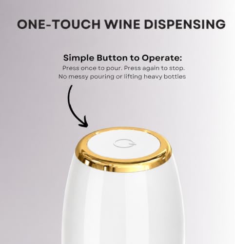 Sip & Shimmer Electric Wine Aerator & Wine Dispenser, Rechargeable Automatic Wine Pourer, White & Gold Wine Accessory, Wine Gift for Wine Lovers