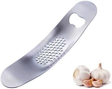 Stainless Steel Garlic Press Mincer,Kitchen Gadget with Handle,Easy Use &Clean, Dishwasher Safe,for Nuts & Seeds (silver)
