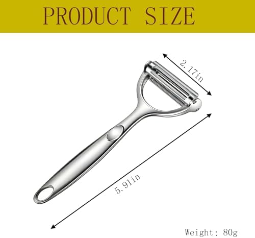 Stainless Steel 2-in-1 Vegetable Peeler & Julienne Cutter Dual-Use Fruit Potato Carrot Peeler Shredder Ultra Sharp Kitchen Gadget for Slicing & Shredding