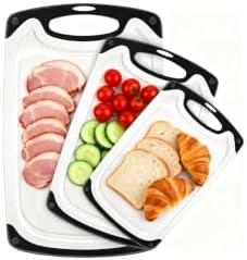 Viretang Dishwasher Safe Cutting Board for Kitchen, 3 Pieces, Grinding Area