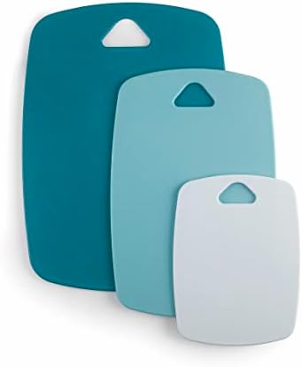 LACOR 60555 Set of 3 Ocean Board, Ideal for Cutting Food, Hanging Hole, Polypropylene, Sizes: 20x15 cm, 30x20 cm and 35x25 cm, Blue, Plastic