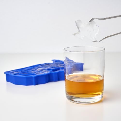 TrueZoo Silicone Ice Cube Tray, Blue Ice Cube Mold for Whiskey, Iced Coffee, Cold Brew, Juice, Home Bar Gifts, Makes 38 Cubes, Molds for Chocolate, Candy, Baby Food, Crayon, Soap, USA States Design