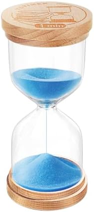 1 Minute Sand Timer, Wooden Sand Clock for Kids, Wood Hourglass, Small Sandglass 1 Min for Classroom, Game, Decorative, Toothbrush (Blue)