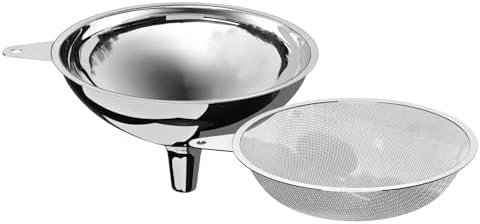 Serinar Stainless Steel Large Funnel with Filter (5.7 in. X 0.55 in. Mouth) and 50 Mesh Stainless Steel Food Filter for Bottle, Oil, Juice, Coffee, Honey, Milk