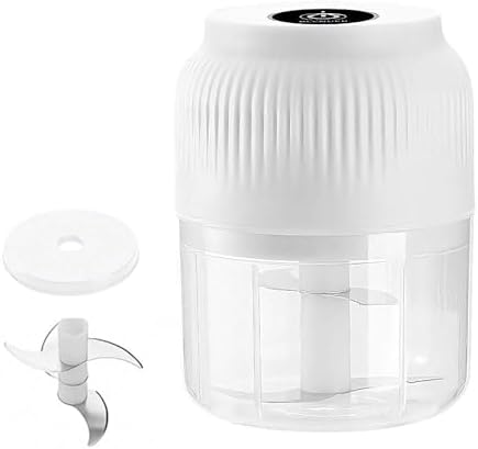 Electric Garlic Chopper, 350ml Cordless Garlic Grinder Onion Masher, Portable Veggie Chopper, Wireless Food Processor For Ginger Chili Fruit Meat Etc (White)