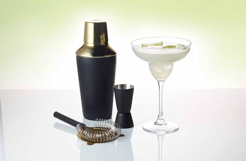 KitchenCraft BarCraft Luxury Stainless Steel Cocktail Making Kit - Brass Finish (3-Piece Gift Set)