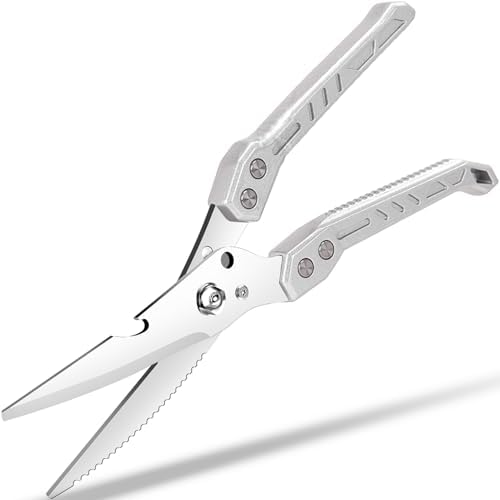 Heavy Duty Kitchen Shears Poultry Scissors Professional for Meat, Chicken, Bone,Turkey, Fish, Separable Design,Spring Loaded, Dishwasher Safe (SILVER)