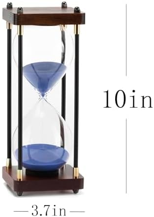 Hourglass Timer 60 Minute, Metal Wooden Sand Timer, Blue
