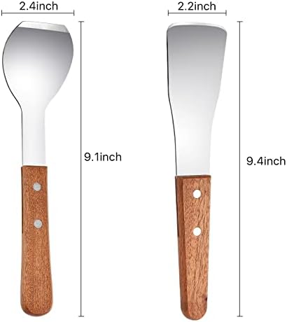 2 Pieces Ice Cream Scoop, Stainless Steel Ice Cream Shovel with Wooden Handle Metal Dessert Spade Butter Blade Cook Cake Scraper for Kitchen Party Wedding