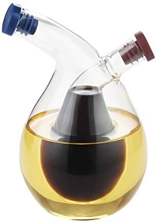 Clear Glass Oil and Vinegar Bottle, 2 in 1 Olive Oil Dispenser Cruet Bottles Double Pourer Spout Stoppers Kitchen Supplies for Cooking