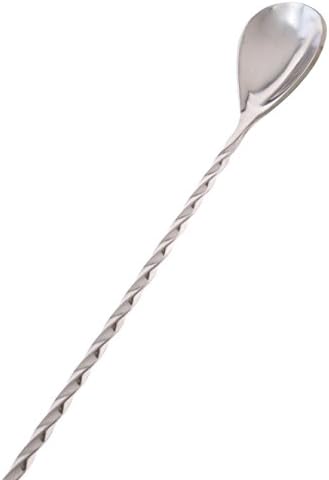 18" Cocktail Mixing Glass Bar Spoon - Long Handle Stainless Steel Drink Pitcher Mixer to Chill and Mix Stirred Drinks - 1 Spoon