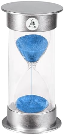 SuLiao Hourglass Sand Timer 25 Minutes：Silver Plastic Sand Clock 25 Min,Acrylic Unbreakable Sand Watch,Colorful Hour Glass for Kids, Games, Classroom, Kitchen, Decorative