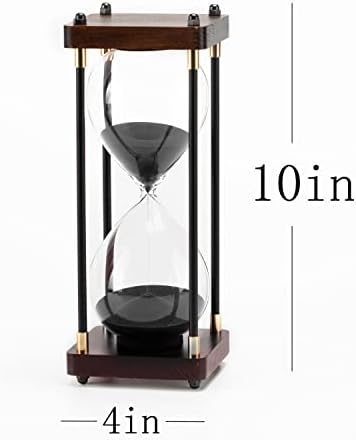 SAMLONG Large Hourglass Timer 60 Minute, Decorative Wood Sand Timer, Black