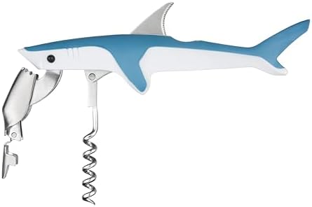 True Shark Waiters Corkscrew Wine Opener with Sharp Foil Cutter, Durable Stainless Steel and & Soft Touch Plastic Perfect for Home Bar, Kitchen, Outdoor Party, Gifts for Wine Lovers, Set of 1