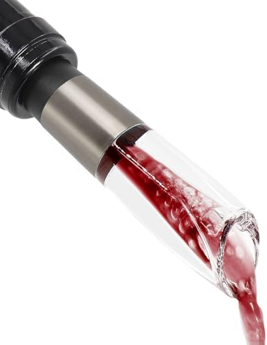 Elegant Wine Aerator Pourer Spout by ELMWAY - Clear Wine Air Aerator Enhances Flavor, Aroma & Finish, No Spill Design, Wine Accessory Gift for Wine Lovers - Gunmetal