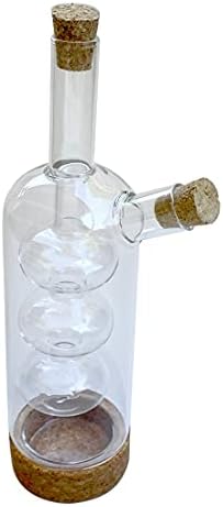 Lily's Home Triple Globe Olive Oil and Vinegar Dispenser - Glass Cruet with Cork Base, Nested Design for Separate Pouring, Kitchen Countertop & Dining Table Essential for Cooking Oil and Balsamic