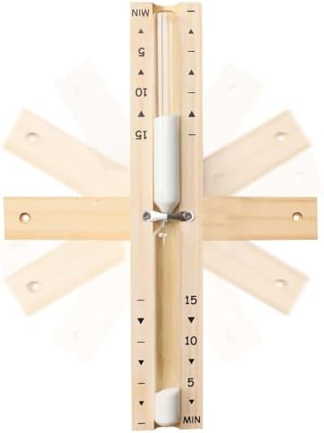 Sauna Sand Timer 15 Minute, Heat Resistant Wood Hourglass Sand Clock White
