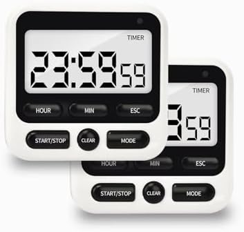 2Pack Digital Kitchen Timer 24 Hour with Clock, Countdown Count Up Timer