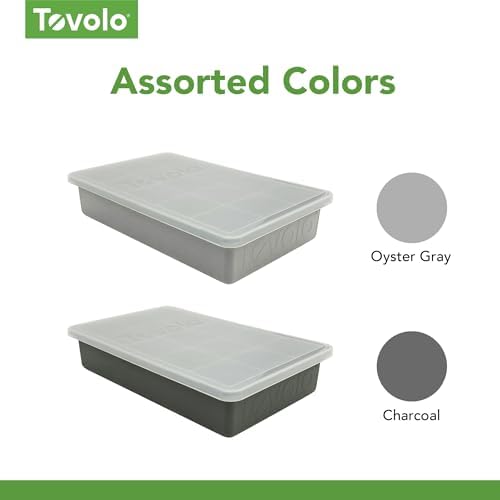 Tovolo Perfect Cube Ice Tray with Lid for Cocktails, Oyster Gray