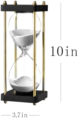 Hourglass Timer 60 Minute, Golden Wooden Sand Timer, White