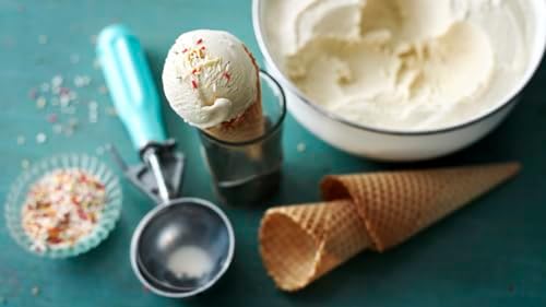 2Pack 3-3/4 OZ Ice Cream Portion Scoop with Trigger Release Food Disher with Ivory Handle #10 Food Portion Control Scoop Ice Cream Scooper Cookie Scooper for Baking
