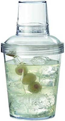G.E.T. SH-176-1-CL-EC Heavy-Duty Shatterproof 3- Piece Plastic Cocktail / Martini Shaker, 20 Ounce, Clear (set of 4)