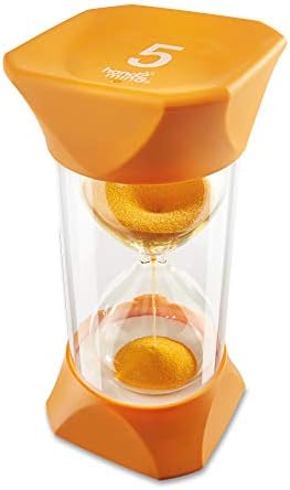 hand2mind Orange Jumbo Sand Timers, 5 Minute Sand Timer, Hourglass Sand Timer with Soft Rubber End Caps Offers Quiet Pausing, Classroom Sand Timers for Kids, Teeth Brushing and Game Timer (Set of 1)