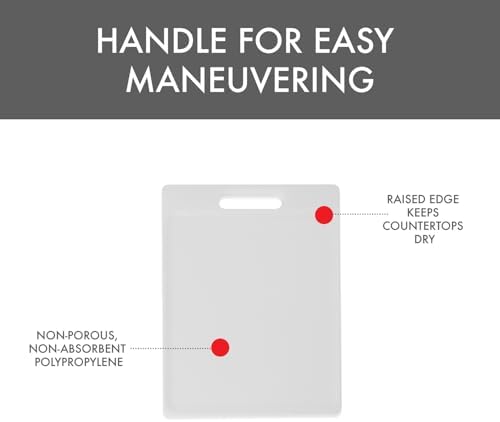 Dexas NSF Certified Polysafe Cutting Board with Handle, 8.5 x 11 Inches, Reversible Kitchen Cutting Board, White