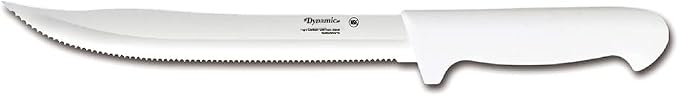 Dynamic Pro-Grip, Santoprene, 9" Utility Slicer, Serrated knife, White, Large
