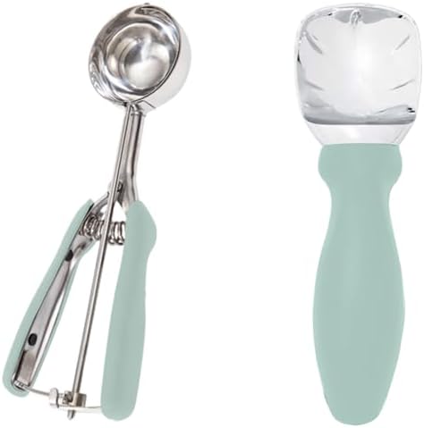 Gorilla Grip Spring Scoop and Ice Cream Scoop, Spring Scoop is Multipurpose, Ice Cream Scoop is Heavy Duty, Dishwasher Safe, Both in Mint Color, 2 Item Bundle