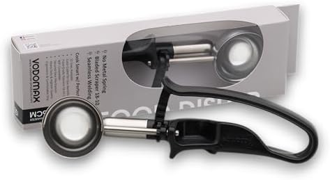 Size 30 BLACK (1.03 oz.) VODOMAX Commercial Food Disher, 1 oz. Disher, Stainless 18-10, Non-Spring Design, #30 Scoop, Heavy-Duty Ice Cream Disher, Ice Cream Scooper, Food Disher