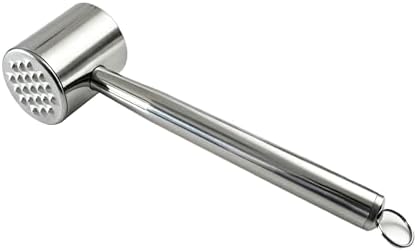 304 Stainless Steel Meat Tenderizer, Heavy Duty Dual-Sided Meat Mallet for Steak, Chicken, and Pork, Professional Poultry Pounder for Flattening and Flavoring