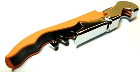 Soft Velvet Touch Waiters Double Hinge Corkscrew Wine Key Bottle Opener (Orange)